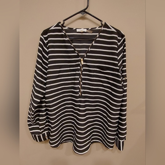 Calvin Klein Black and White Striped Women's Tunic - Picture 1 of 8